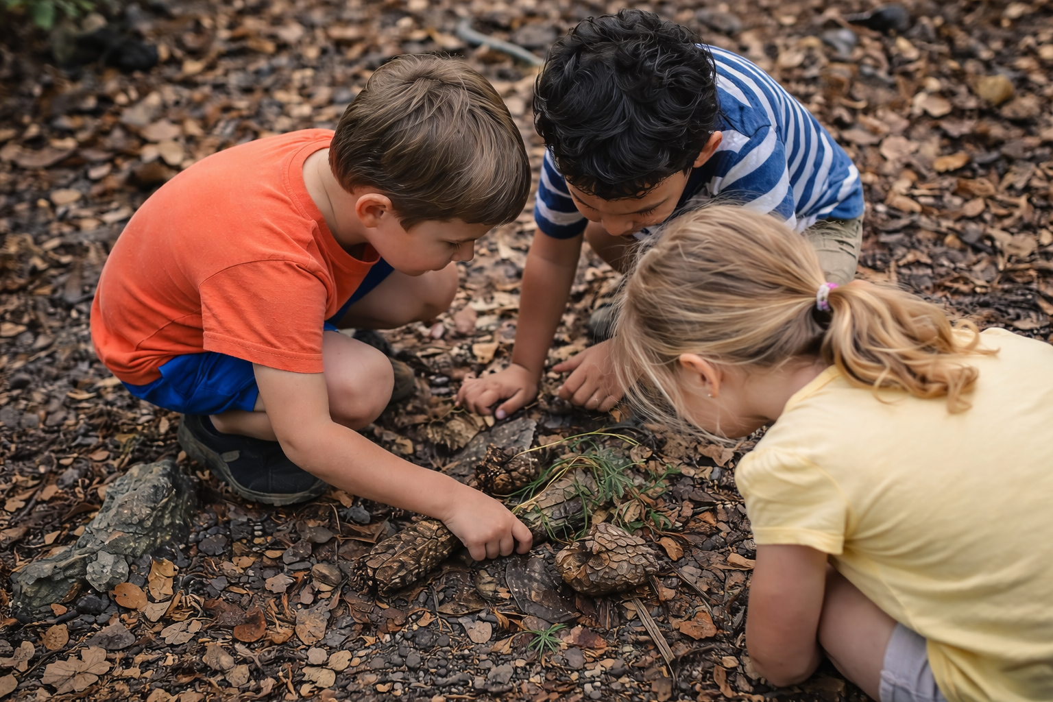 Children exploring nature outdoors